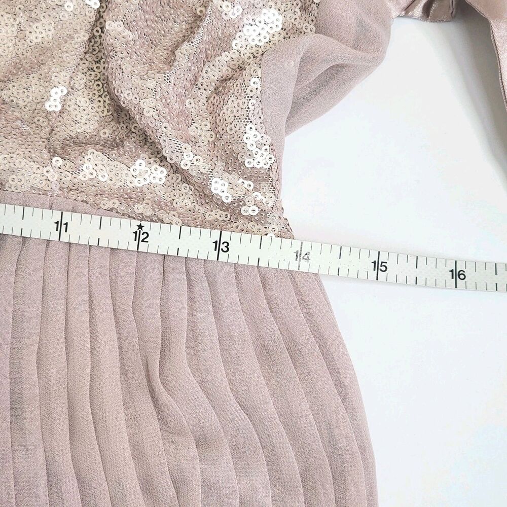 Little Mistress Pink Sequin Wrap Pleated Midi Dress Strappy Back US 8 Balletcore - Picture 11 of 12